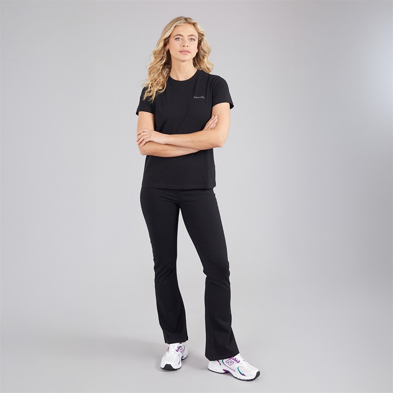 Bench Womens Heatha Crew T-Shirt And Flared Leggings Set Black