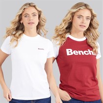 Bench Womens Bruxo Two Pack T-Shirts Cranberry/White