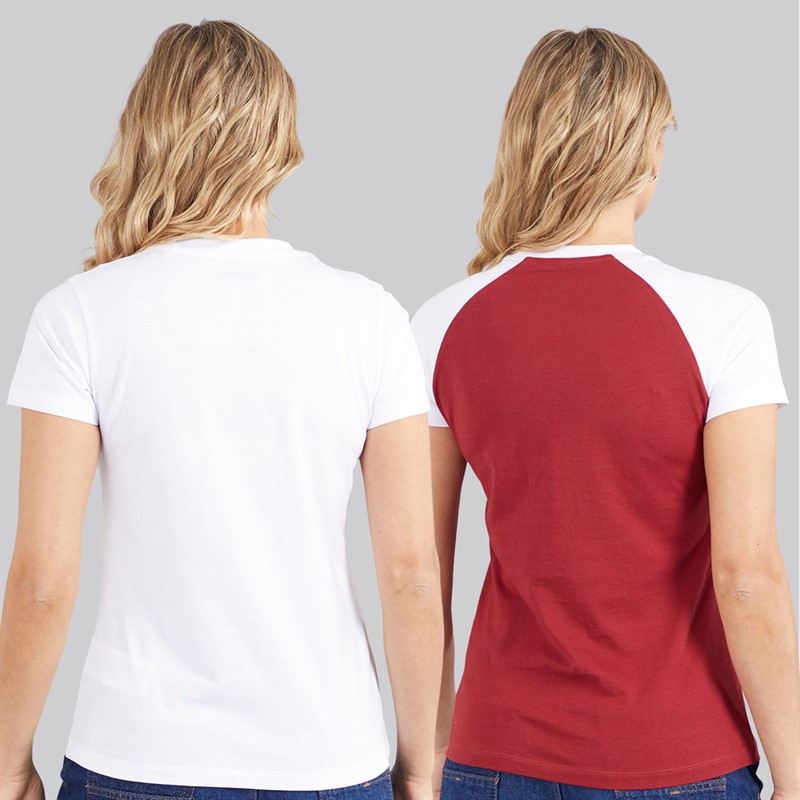 Bench Womens Bruxo Two Pack T-Shirts Cranberry/White