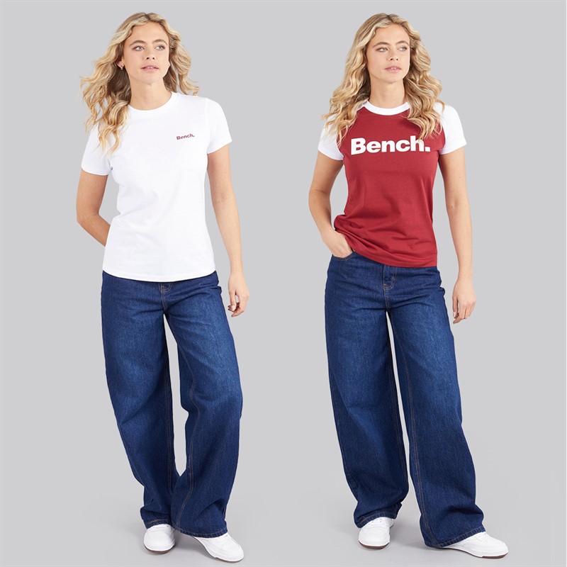 Bench Womens Bruxo Two Pack T-Shirts Cranberry/White