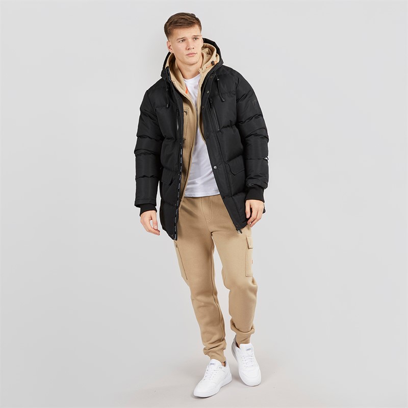 Bench Mens Bovero Padded Parka Jacket A Black