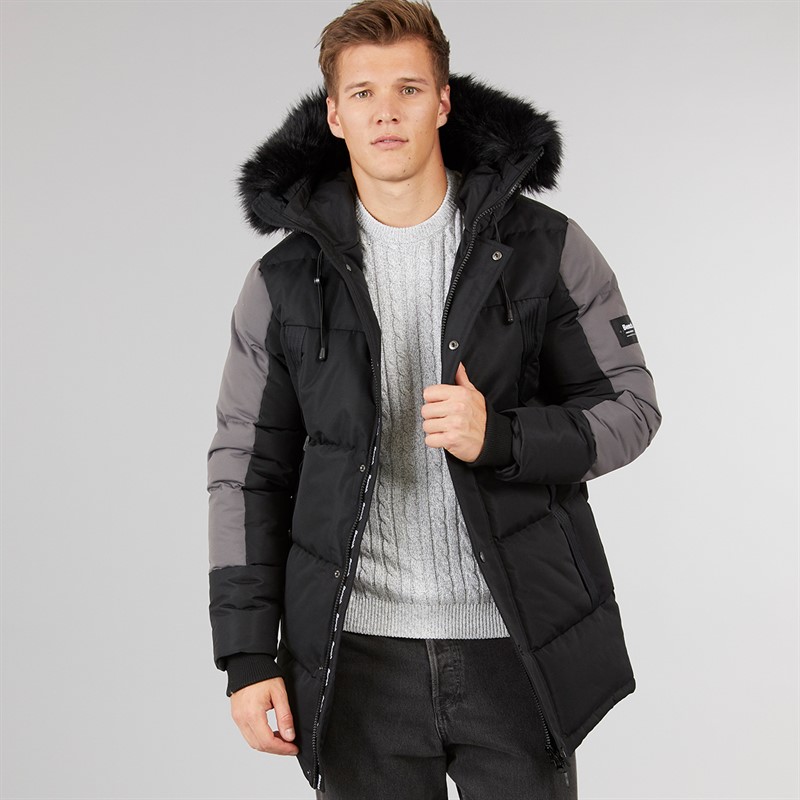 Bench Mens Bezen Padded Parka Jacket A Black