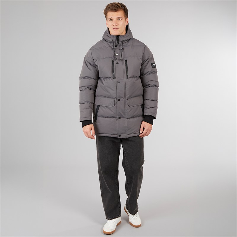 Bench Mens Bovero Padded Parka Jacket Dark Grey