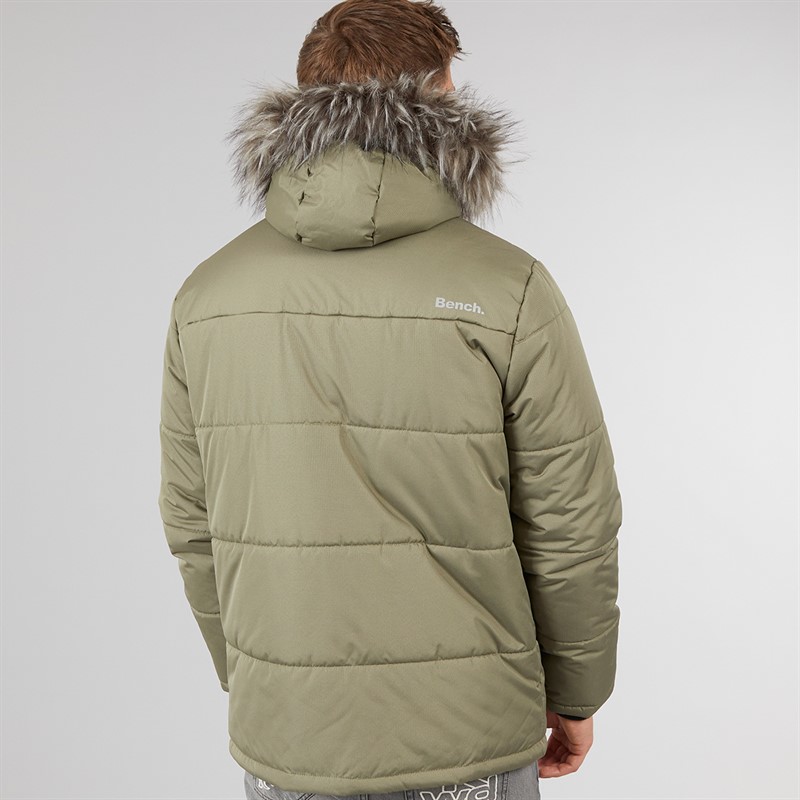 Bench Mens Koufax Padded Parka Jacket Khaki