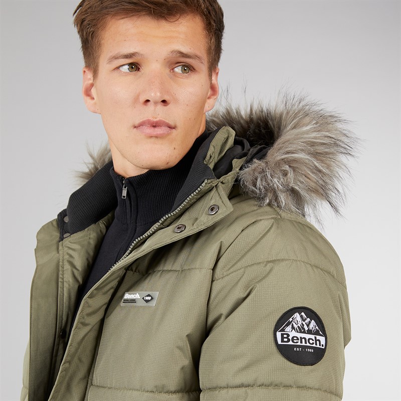 Bench Mens Koufax Padded Parka Jacket Khaki