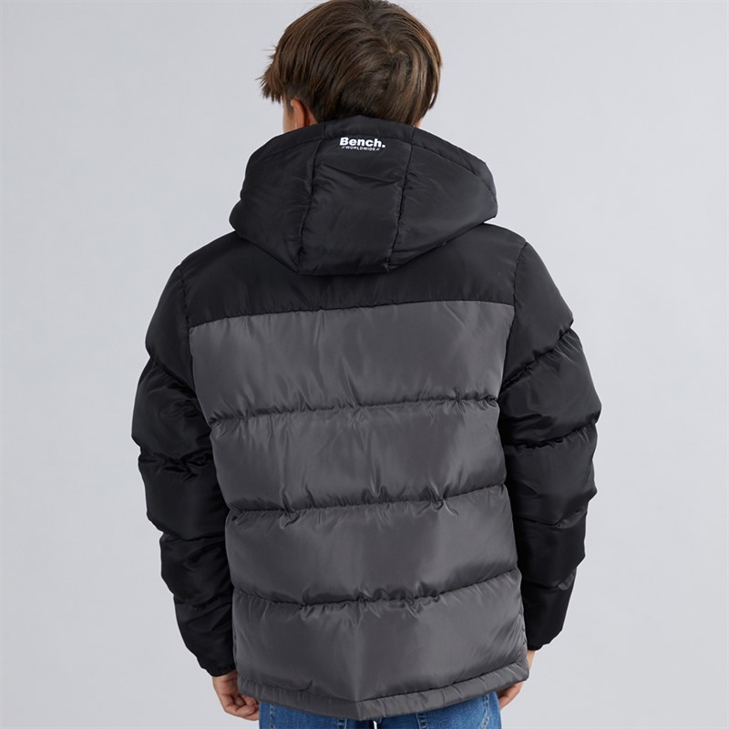 Bench Boys Vireo Hooded Puffer Coat Dark Grey/Black