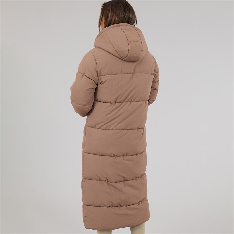 Bench Womens Cinder Long Length Puffer Coat Light Brown