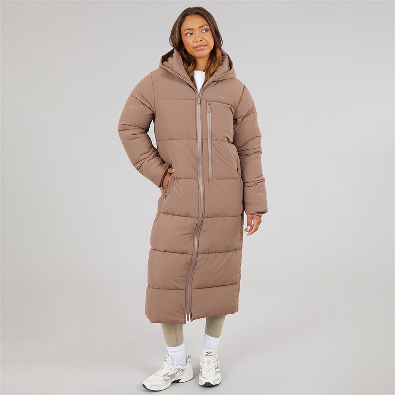 Bench Womens Cinder Long Length Puffer Coat Light Brown