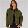 Bench Womens Tayah Cropped Length Utility Coat Dark Olive
