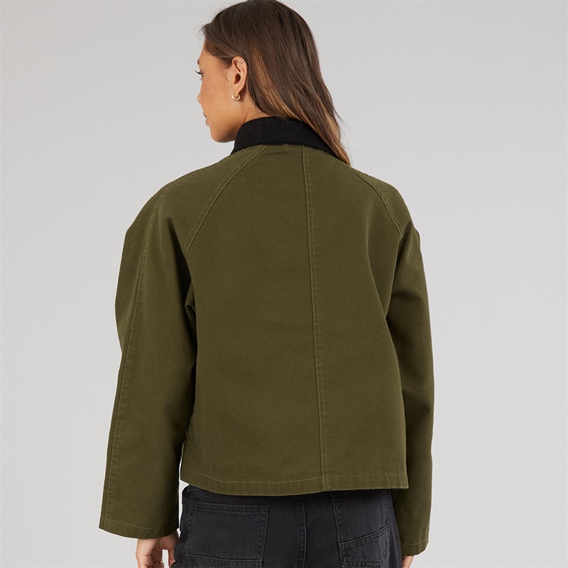 Bench Womens Tayah Cropped Length Utility Coat Dark Olive
