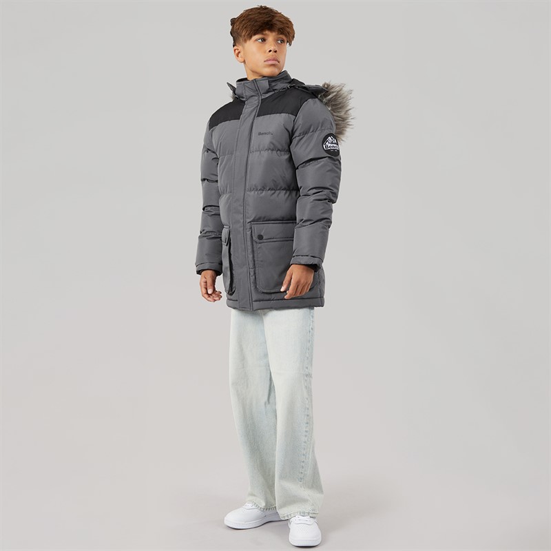 Bench Boys Propp Padded Parka Coat Steel Grey