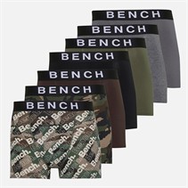 Bench Mens Seven Pack Jacquard Waistband Boxers Camo Aop/Charcoal Marl/Khaki/Camo Aop/Steel Grey/Ground Coffee/Black