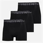 Bench Mens Three Pack Jacquard Waistband Boxer Shorts Black/Black/Black