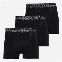 Bench Mens Three Pack Jacquard Waistband Boxer Shorts Black/Black/Black
