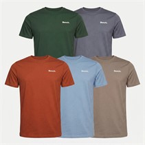 Bench Mens Five Pack Lounge T-Shirts Taupe/Primal Green/Steel Blue/Red Earth/Steel Grey