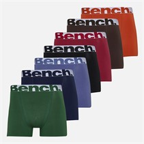 Bench Mens Seven Pack Jacquard Waistband Boxer Shorts Black/Cranberry Juice/Ground Coffee/Red Earth/Primal Green/Navy/Mid Blue