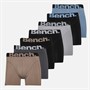 Bench Mens Seven Pack Jacquard Waistband Bamboo Boxer Shorts Black/Frost Grey/Black/Steel Blue/Black/Taupe/Dark Grey