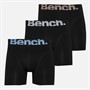 Bench Mens Three Pack Jacquard Waistband Bamboo Boxer Shorts Black