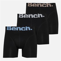 Bench Mens Three Pack Jacquard Waistband Bamboo Boxer Shorts Black