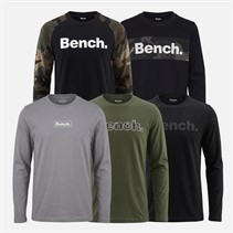 Bench Boys Dinver Five Pack Long Sleeve T-Shirts Circular Grey/Khaki/Black/White/Black And Camo Circular Grey/Khaki/Black/White/Black + Camo