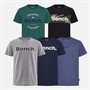 Bench Boys Asquith Five Pack T-Shirts Navy/Ocean Teal/Mid Blue/Circular Grey/Black