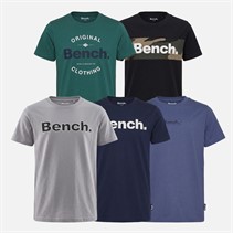 Bench Boys Asquith Five Pack T-Shirts Navy/Ocean Teal/Mid Blue/Circular Grey/Black