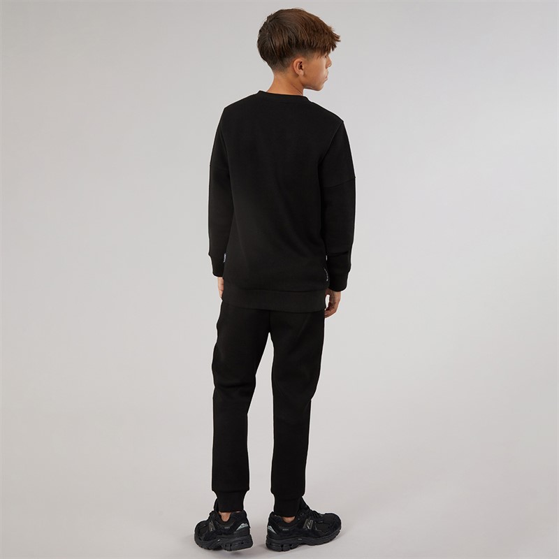 Bench Boys Techshun Sweatshirt And Joggers Tracksuit Black