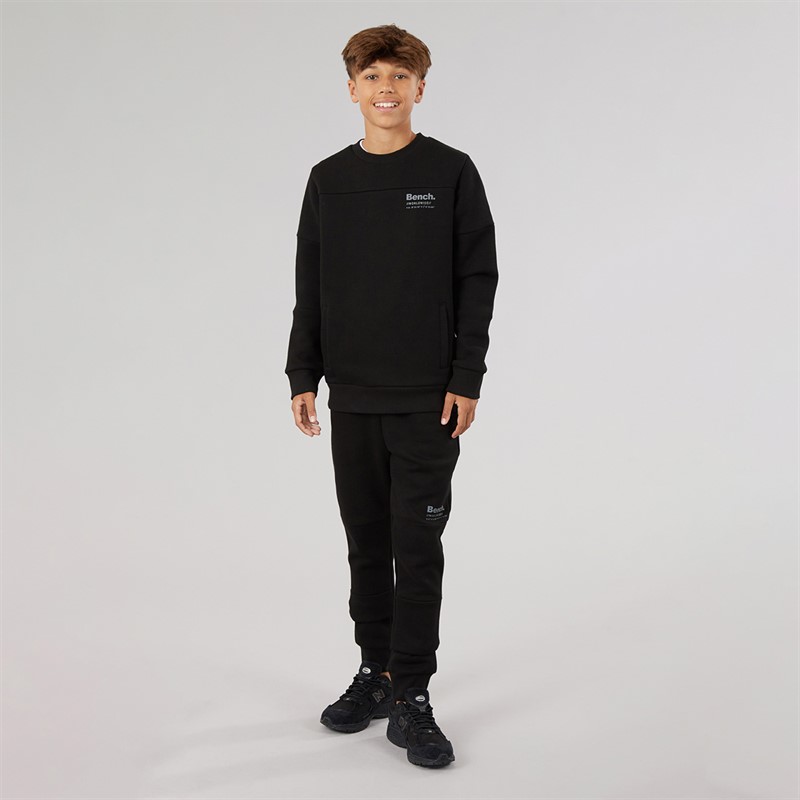 Bench Boys Techshun Sweatshirt And Joggers Tracksuit Black