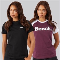 Bench Womens Eldara Two Pack T-Shirts Cherry Lacquer/White