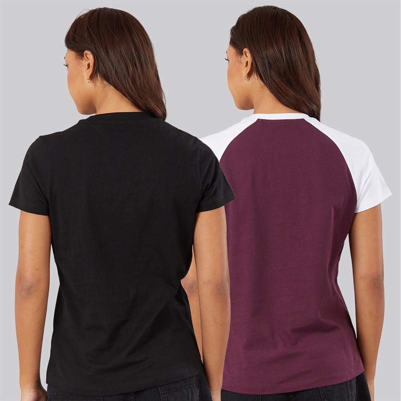 Bench Womens Eldara Two Pack T-Shirts Cherry Lacquer/White