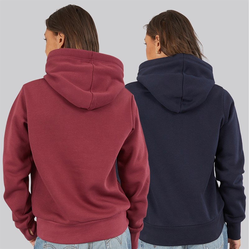 Bench Womens Tirra Two Pack Hoodies Navy/Cherry Lacquer
