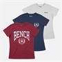 Bench Womens Ishra Three Pack T-Shirts Grey Marl/Cordovan/Navy