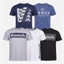 Bench Mens Gatela Five Pack Graphic T-Shirts Mixed