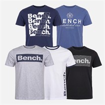 Bench Mens Gatela Five Pack Graphic T-Shirts Mixed