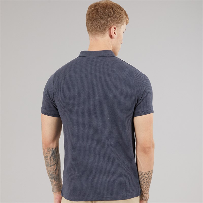 Bench Mens Kohan Textured Polo Shirt Faded Navy