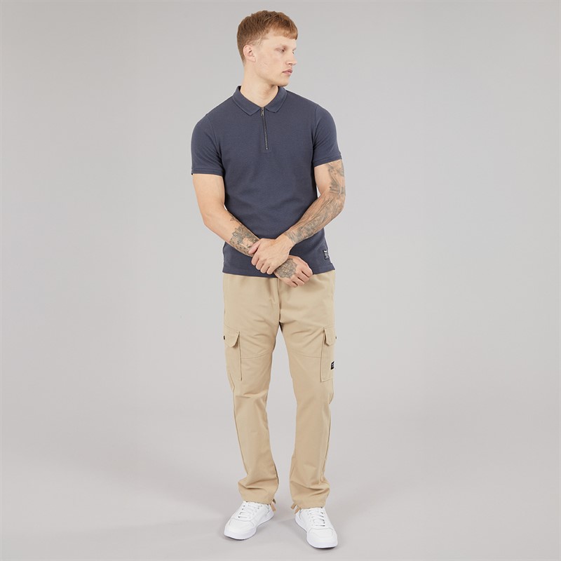 Bench Mens Kohan Textured Polo Shirt Faded Navy