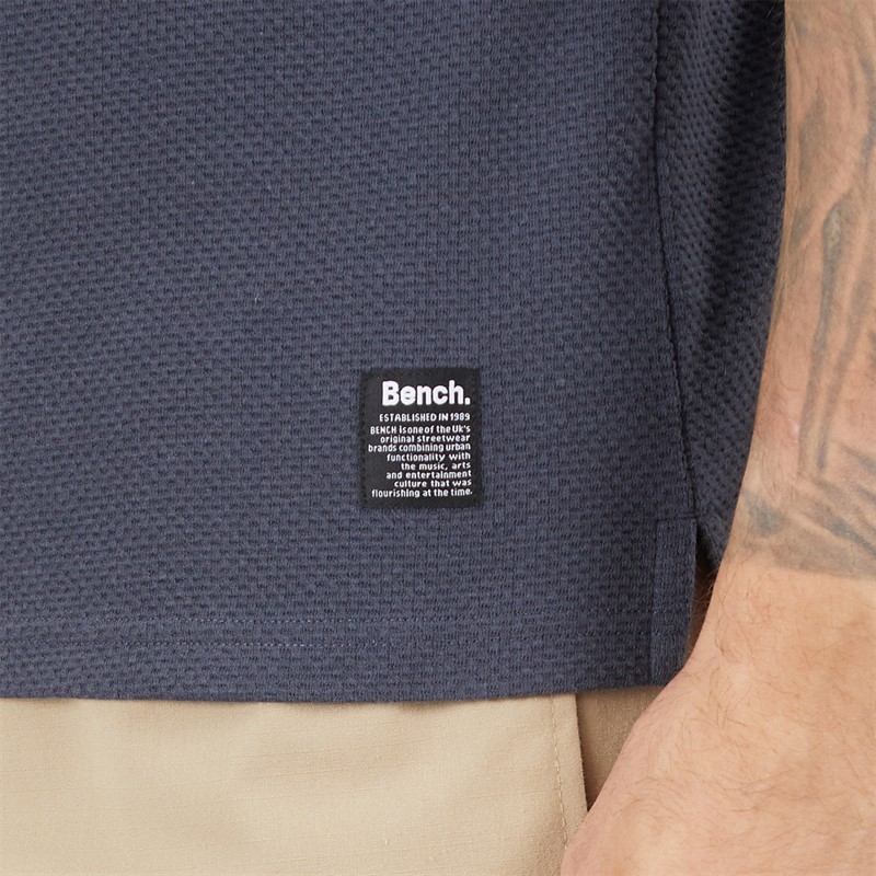 Bench Mens Kohan Textured Polo Shirt Faded Navy
