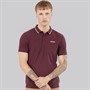Bench Mens Gruff Tipped Polo Shirt Deep Burgundy