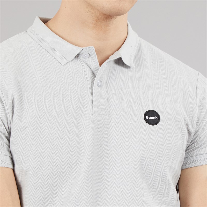 Bench Mens Nyrus Textured Polo Shirt Frost Grey