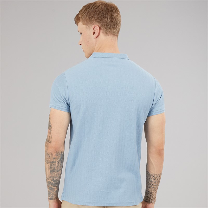 Bench Mens Nyrus Textured Polo Shirt Steel Blue