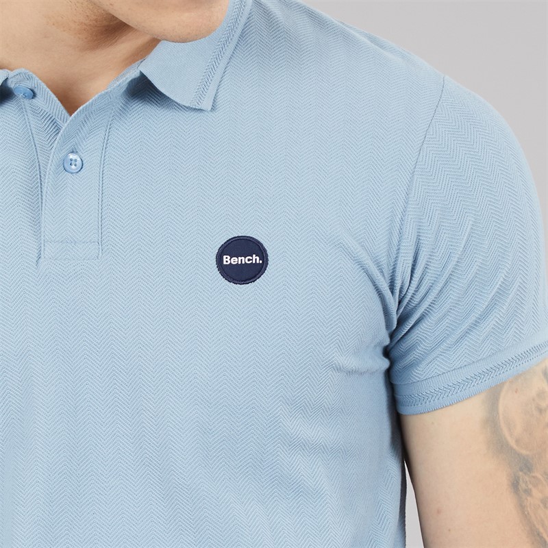 Bench Mens Nyrus Textured Polo Shirt Steel Blue