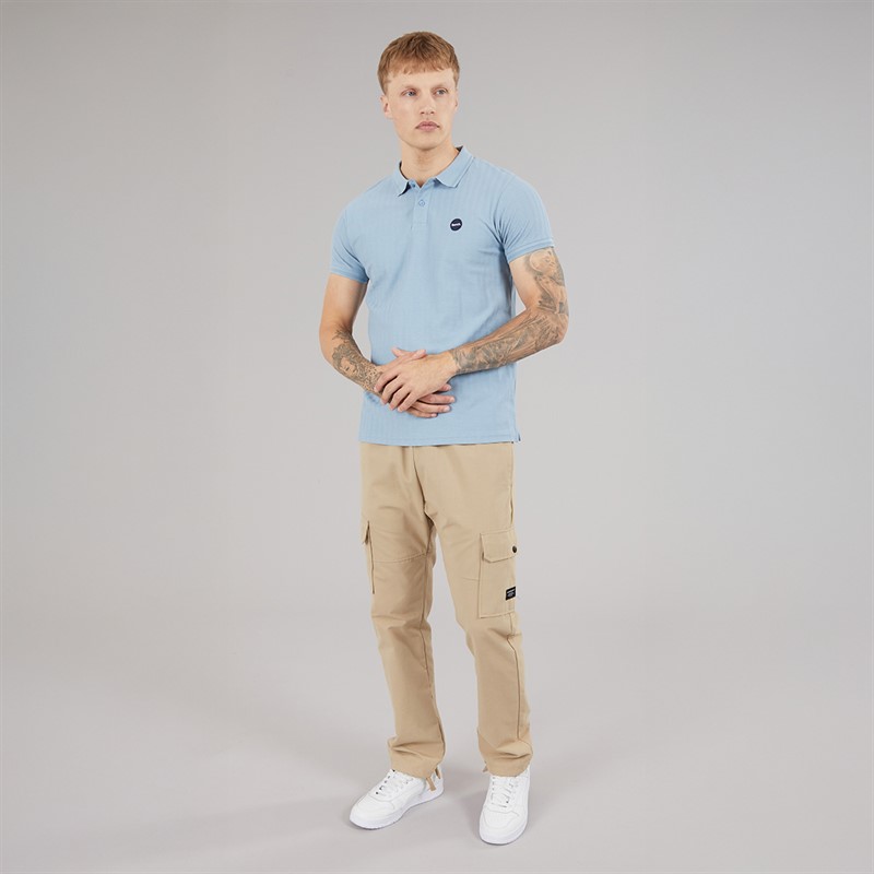 Bench Mens Nyrus Textured Polo Shirt Steel Blue