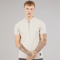 Bench Mens Kohan Textured Polo Shirt Stone Grey