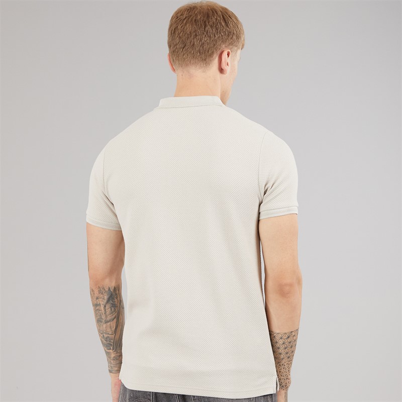 Bench Mens Kohan Textured Polo Shirt Stone Grey