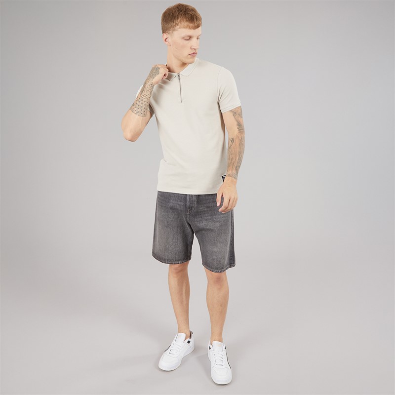 Bench Mens Kohan Textured Polo Shirt Stone Grey
