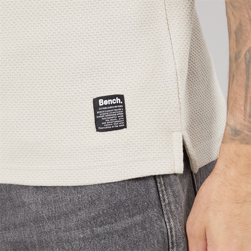 Bench Mens Kohan Textured Polo Shirt Stone Grey