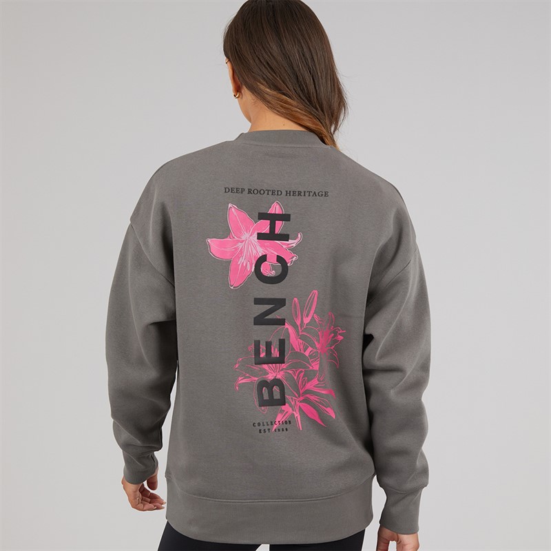 Bench Womens Serrie Oversized Crew Sweat Charcoal