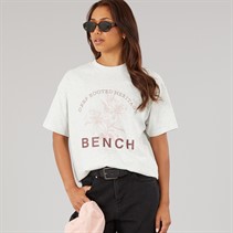 Bench Womens Alta Oversized T-Shirt With Graphic Print Ice Grey Marl