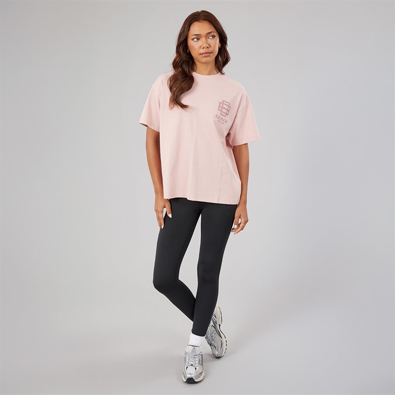Bench Womens Bianchi Oversized T-Shirt With Puff Print Light Dusky Pink