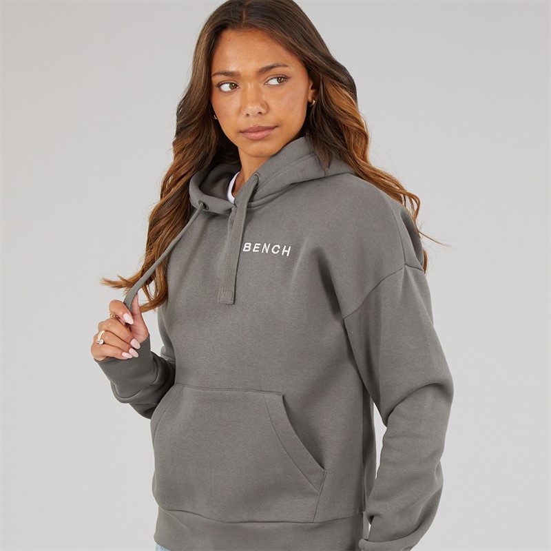 Bench Womens Amba Hoodie With Boucle Graphic Charcoal